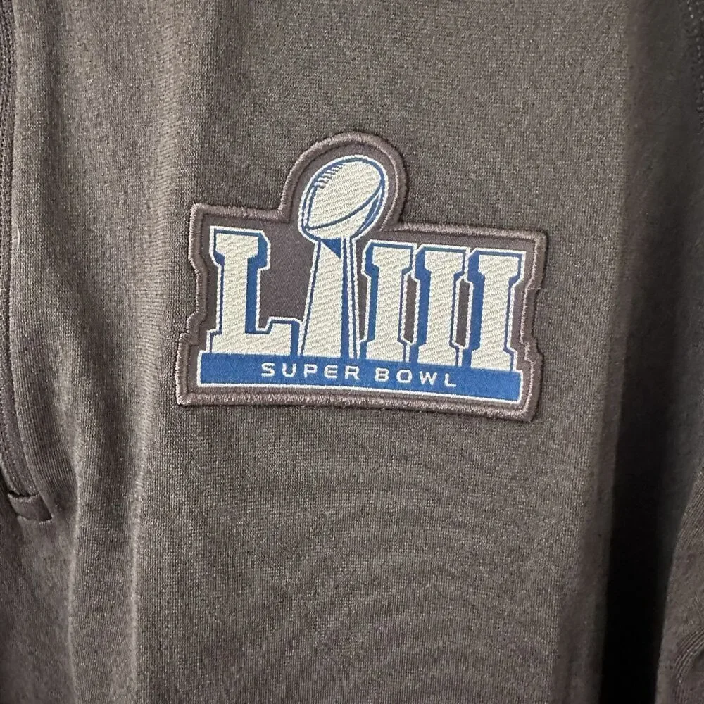 NFL Superbowl LIII (2019)‎ Nike Dri-Fit 1/4 Zip Grey Pullover Running Shirt XL